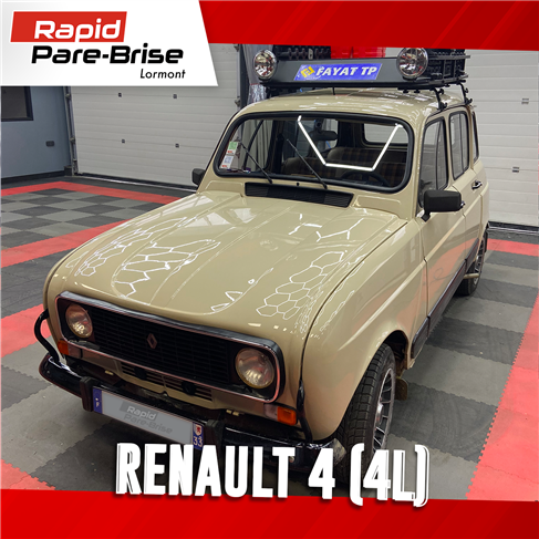 Réalisation rapid pare-brise Lormont Gironde Renault 4 4L voiture de collection 4L Trophy